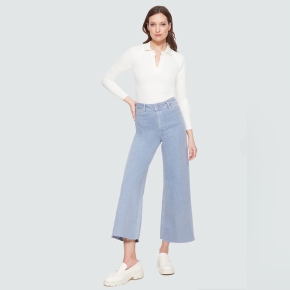 Black Tape_ Denim - NWT Black Tape Women’s Lia Super High Rise Wide Leg Crops Pastel Blue Wash 29